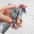 Cinturino per orologio intrecciato colorato con fibbia magnetica pieghevole per Apple Watch band - Arcobaleno