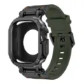 Caja de reloj con armadura resistente y correa de silicona verde para Apple Watch Ultra, funda. - Negro Verde