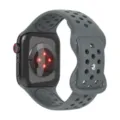 Graues perforiertes Silikonarmband kompatibel mit Apple Watch, atmungsaktives Sportarmband. - Dunkelgrau