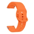 Orange 20mm wave silicone watch strap replacement band compatible with smartwatches. - Orange