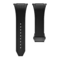 Replacement black silicone watch strap with metal deployment clasp, textured rubber band design. - Black With Black Clasp