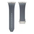 Grey silicone watch strap with metal end links and stainless steel deployant clasp. - Grey with Titanium Buckle