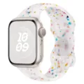 Silicone replacement watch strap with colorful confetti, compatible with Apple Watch Ultra. - 42/44/45/46/49mm (Universal) / Jelly White