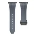 Silicone replacement watch band with metal connectors and folding clasp for smart watch. - Grey with Black Buckle