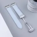 Light blue litchi grain leather watch strap with folding magnetic clasp for Samsung watch. - Watch 6 / Light Blue Silver