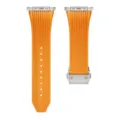 Orange Silicone Watch Strap Replacement Band with Metal Hardware and Folding Clasp for Smart - Orange with Titanium Buckle
