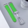 Green litchi pattern leather watch strap with magnetic folding clasp for smartwatches. - Watch 6 / Green Webbing with Silver Buckle