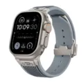 Antallaktiko louri rologiou silikonis kai metaliki thiki gia smart watch ultra. - Γκρι με αγκράφα τιτανίου
