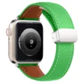Cinturino per orologio in pelle verde con fibbia pieghevole magnetica per Apple Watch. - Cinghia verde con fibbia argento
