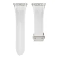 White silicone watch strap with metal connector and folding clasp for smart watch. - White with Titanium Buckle