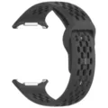 Black perforated silicone replacement watch band with secure metal buckle for smart sports. - Samsung Watch Ultra / Black