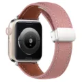 Cinturino per orologio in pelle rosa con fibbia magnetica pieghevole per Apple Watch Ultra 8 7 - Rosa con fibbia argentata