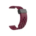 Cinturino Orologio in Silicone Sportivo Traspirante con Chiusura Magnetica Pieghevole - Borgogna
