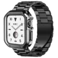 Black metal watch band and protective case compatible with Apple Watch Ultra 8 7, sleek design. - 49mm / Black