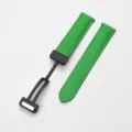 Cinturino per orologio in pelle verde con grana litchi e fibbia magnetica pieghevole - 20mm / Verde Fibbia Nero
