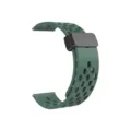 Cinturino per orologio in silicone verde con fibbia pieghevole magnetica, cinturino sportivo forato. - Verde pino