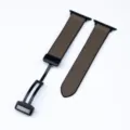 Cinturino per orologio in pelle e silicone cachi scuro con chiusura pieghevole magnetica. - Marrone