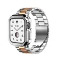 Custodia in metallo in acciaio inossidabile e cinturino a tre perle per Apple Watch - Tono argento e oro rosa