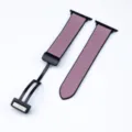 Cinturino in pelle rosa per Apple Watch di ricambio con chiusura magnetica pieghevole comoda. - colore fagiolo rosso