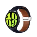 Cinturino di ricambio in vera pelle con fibbia pieghevole compatibile con smartwatch. - 20mm / Blu notte con fibbia argento