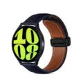 Cinturino per smartwatch in pelle con fibbia pieghevole magnetica, compatibile con Samsung e Huawei. - 22mm / Blu notte con fibbia nera