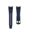 Cinturino per orologio in silicone blu scuro con connettori metallici neri, resistente. - Watch 4/5/6 / Blu nero