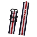 Cinturino per orologio a righe in nylon rosso bianco e blu tela di ricambio con fibbie nere - 18mm / Blu bianco rosso bianco blu