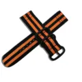 Cinturino per orologio in nylon a righe nere e arancioni con fibbie metalliche nere resistenti. - Nero Arancio