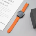 Universal δερμάτινο λουράκι ρολογιού 20mm για Samsung και Huawei GT4 smartwatches. - 20mm / Πορτοκαλί Ασημένια Πόρπη