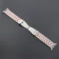 Bracelet de montre de rechange en acier inoxydable et maillons roses, style élégant. - Argent et Rose