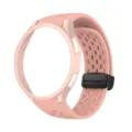 Pink silicone mesh watch strap and PC case set with magnetic folding clasp. - Pink with Black Hardware