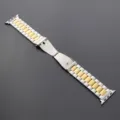 Bracelet de montre en métal acier inoxydable avec boucle déployante, argent et or bicolore. - Argent et Or