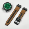 Silicone leather watch strap for Samsung Galaxy watch, replacement band with buckle. - General Purpose / Brown