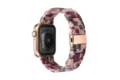 Resin watch band compatible with Apple Watch, marble leopard pattern, rose gold clasp. - Red Pink Floral