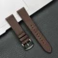 Cinturino per orologio in pelle marrone di ricambio con fibbia in acciaio inossidabile - Marrone scuro con fibbia nera