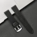 Cinturino per orologio in pelle nera universale con barrette a rilascio e fibbia in acciaio. - Chiusura in Argento Nero