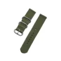 Cinturino per orologio in nylon verde stile militare cinturino in tela per smartwatch - Cinghia verde con fibbia argento