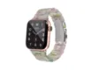 Resin Apple Watch Strap Marble Pattern Pink Green Replacement Band Stylish Accessory - Green Floral