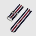 Cinturino per orologio in nylon a righe con fibbia in metallo per smartwatch, stile casual. - Blu bianco rosso bianco blu con fibbia argento