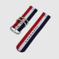 Cinturino per orologio in nylon a righe rosso bianco blu con fibbie in acciaio inox. - Rosso Bianco Blu Fibbia Argentata
