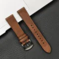 Cinturino per orologio in pelle marrone 20mm 22mm con perni rapidi e fibbia in acciaio. - Marrone Fibbia Nera