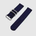 Cinturino per orologio in tela di nylon spessa in blu scuro per uso quotidiano e sportivo. - Blu scuro con fibbia argentata