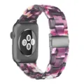 Resin watch band for Apple Watch 42mm, marble leopard pattern replacement strap stylish accessory. - Glitter Purple