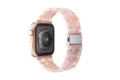 Pink marble resin watch band compatible with Apple Watch, stylish replacement strap accessory. - Transparent Pink Floral