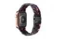 Resin watch band compatible with Apple Watch marble pattern replacement strap 44mm - Purple & Black Flower Pattern