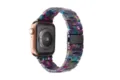 Colorful resin watch band compatible with Apple Watch marble leopard link strap accessory. - Purple Green Mix