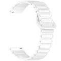 White ceramic silicone link watch strap replacement band compatible with smartwatches. - 20mm / Ceramic White