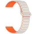 Dual-color silicone magnetic loop watch strap in light grey and orange variant design. - 20mm / Starlight with Orange