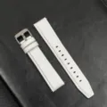 Witte lederen horlogeband vervanging snelsluiting polsband met roestvrijstalen gesp voor smartwatch - Wit Zilveren Gesp