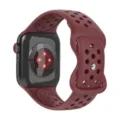Atmungsaktives Silikonarmband für Apple Watch, perforiertes Sport-Ersatzarmband in Bordeauxrot. - Burgunderrot